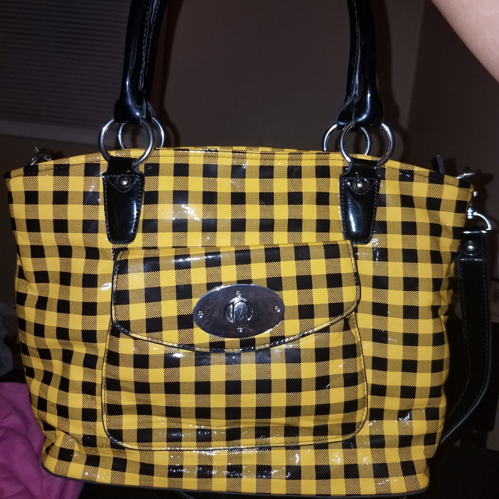 Yellow plaid "Kristine" satchel